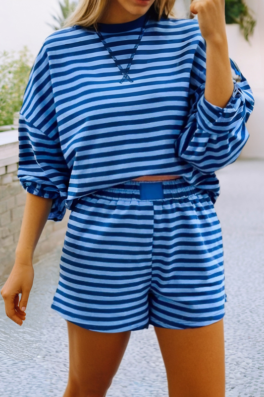 Blue/NavyStriped Short Set