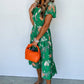 Emerald Moment Bubble Sleeve Smocked Tiered Midi Dress