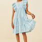 Girls Blue Embroidered Lace Dress