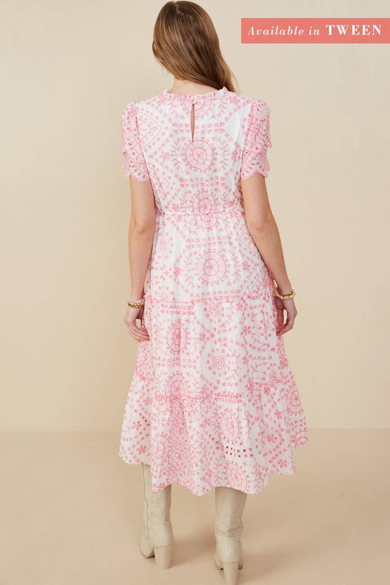 Girls Blue Floral Midi Dress