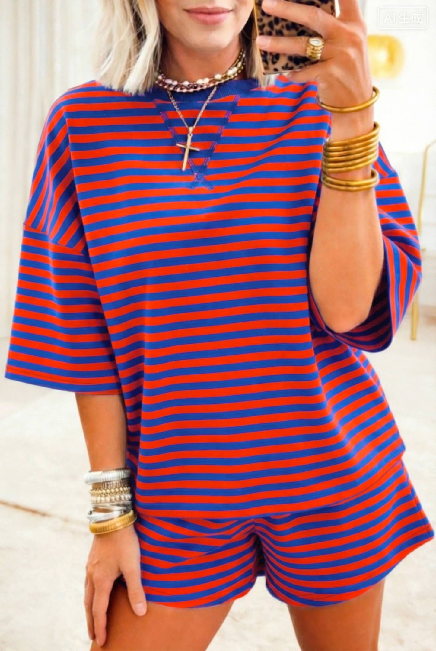 LDC Stripe Matching Shorts Set