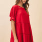 Ruffled Puff Red Dress