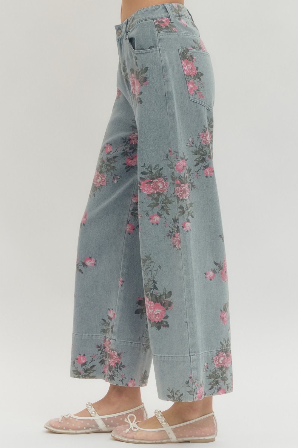 Lt Denim Floral Jeans