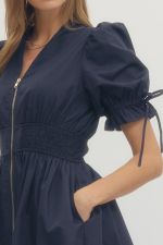 Navy Zip Dress