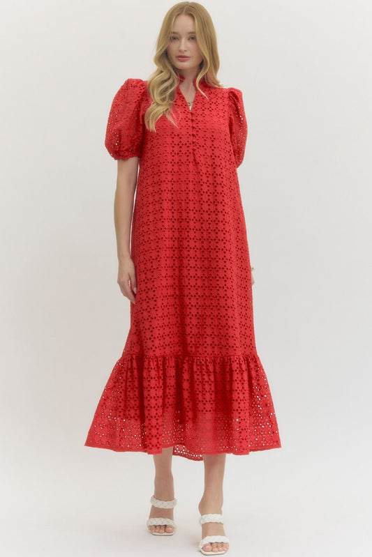 Red Eyelet Dress