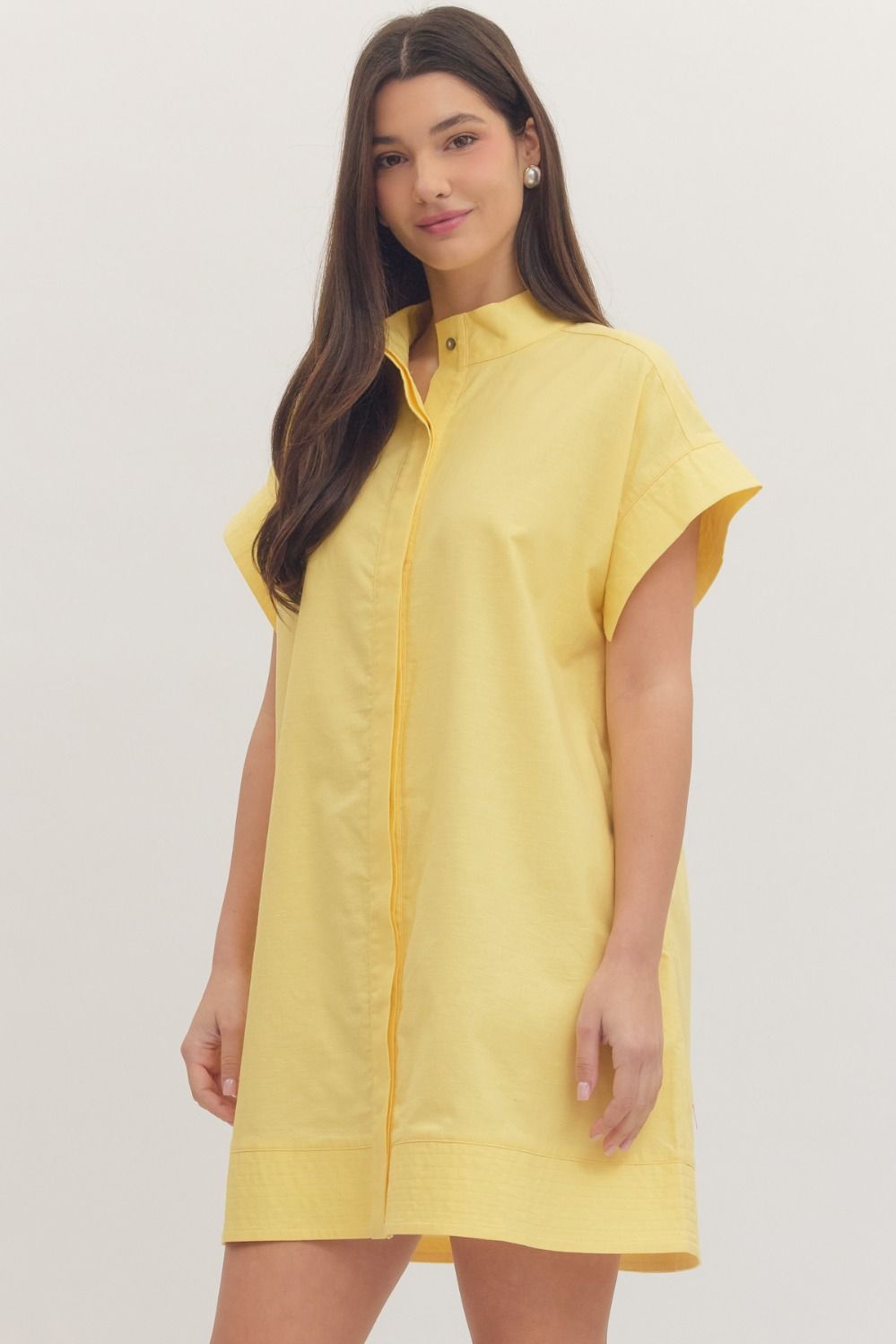 Hidden Button Placket Dress