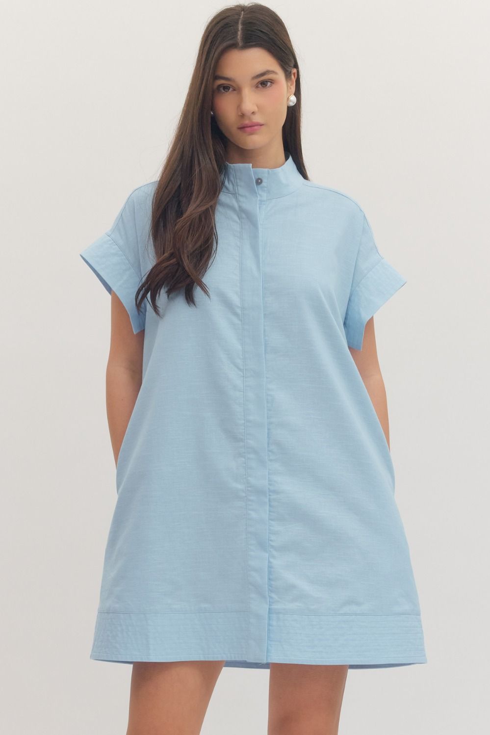 Hidden Button Placket Dress