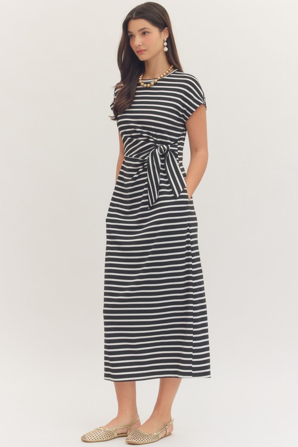 Tyla Stripe Dress Navy