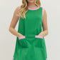 Green with Pink Trim Mini Dress