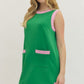 Green with Pink Trim Mini Dress