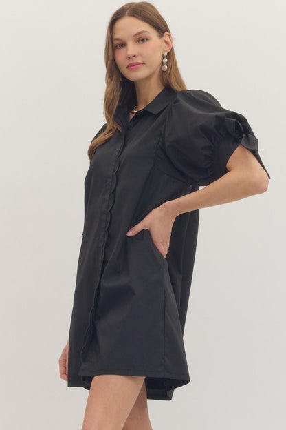 Scallop Trim Mini Dress