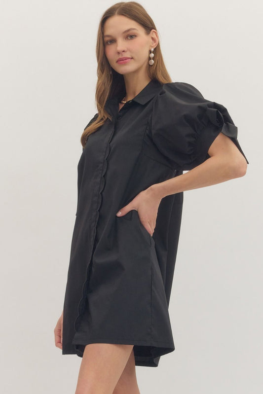 Scallop Trim Mini Dress