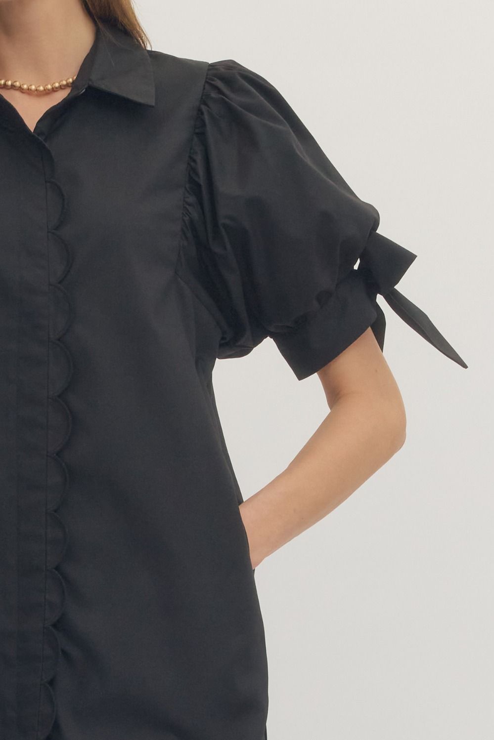 Scallop Trim Mini Dress