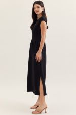 Classic Black Pleated Waist Dress