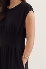 Classic Black Pleated Waist Dress