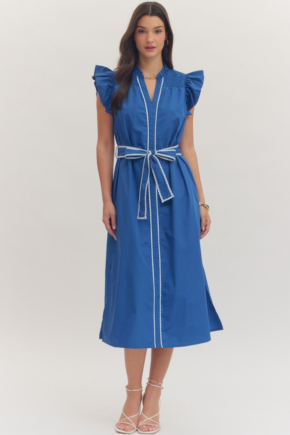Contrast Trim Royal Dress