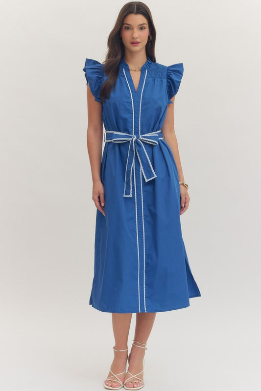 Contrast Trim Royal Dress