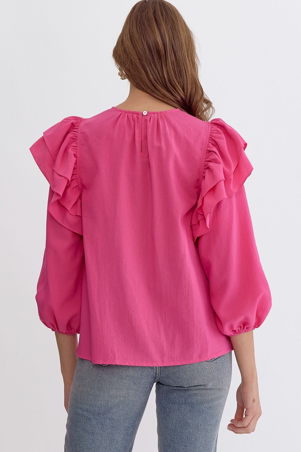 Ruffle Sleeve Solid Top