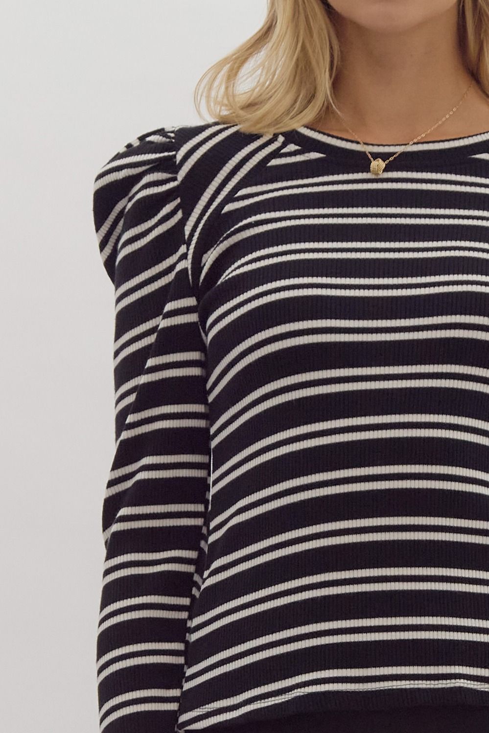 Nola Striped Puff Fitted Top