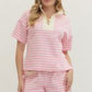 Striped Pink Collared Short Set