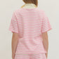 Striped Pink Collared Short Set