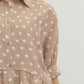 Taupe Polka Dot Ruffle Top