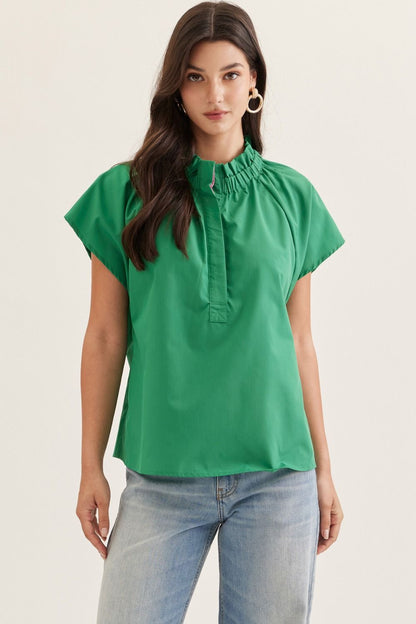 Ruffle Mock Neck