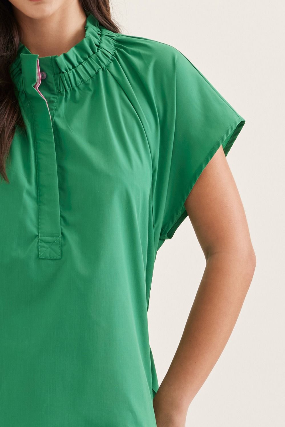 Ruffle Mock Neck