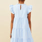 Girls Piped Ruffle Detail Dress