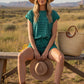Green Striped Top and Shorts Set