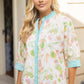 Contrast Button Down Floral Embroidered Top