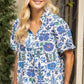 Blue Floral Print Top