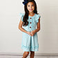 Kids Pastel Blue Ruffle Button Spring Summer Dress