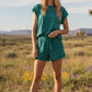 Green Striped Top and Shorts Set