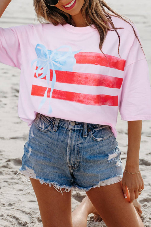 Pink Flag Bow Graphic Tee