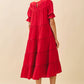 Ruffled Puff Red Dress