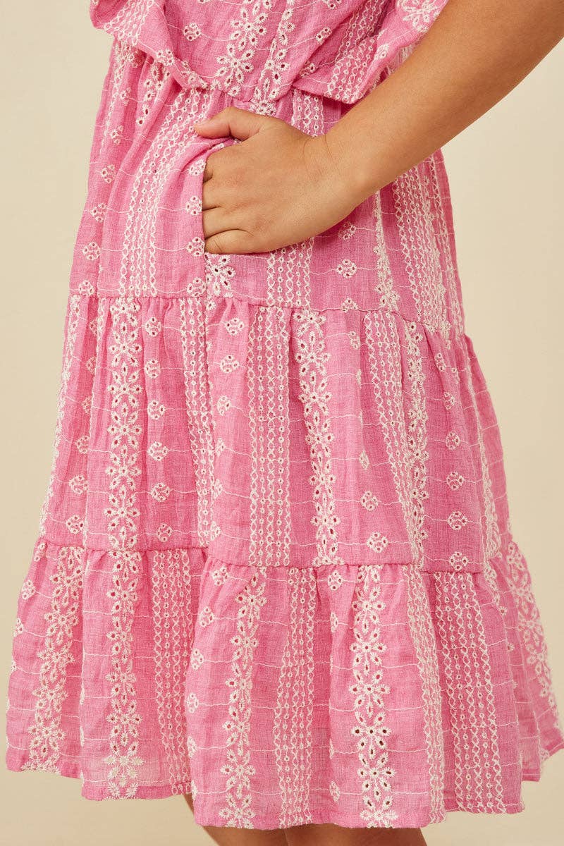 Girls Blue Embroidered Lace Dress