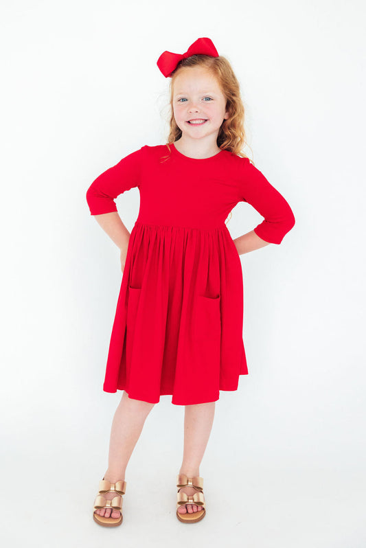 MR Red Pocket Twirl Dress